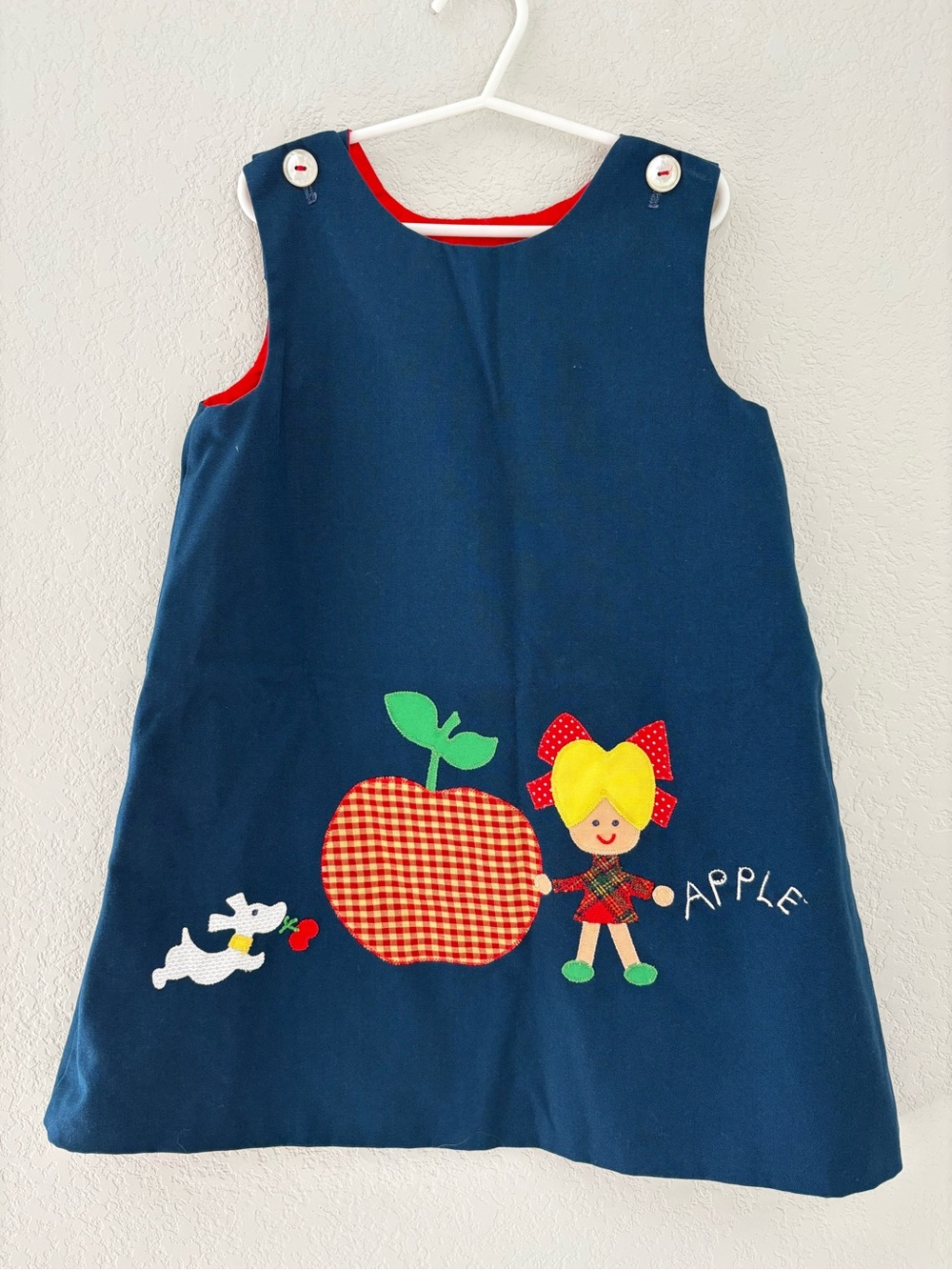 Vintage Girls Romper Sun Dress Chocolate Soup First day of School Size 6 Navy